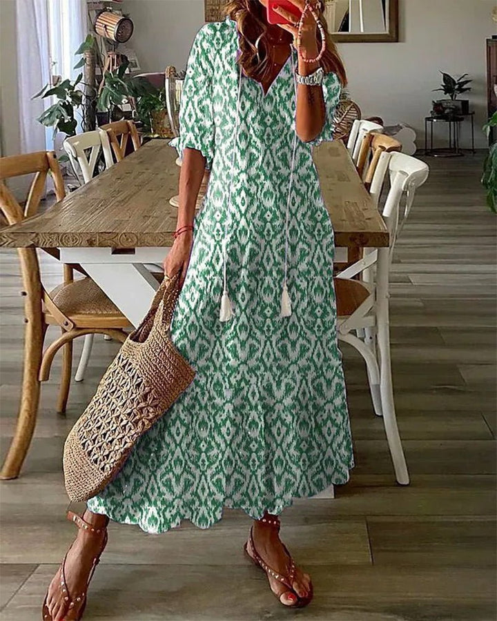 Boho Bleue – Robe Midi Bohème
