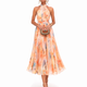 Pêche Fleurie – Robe en Mousseline à Motifs Floraux