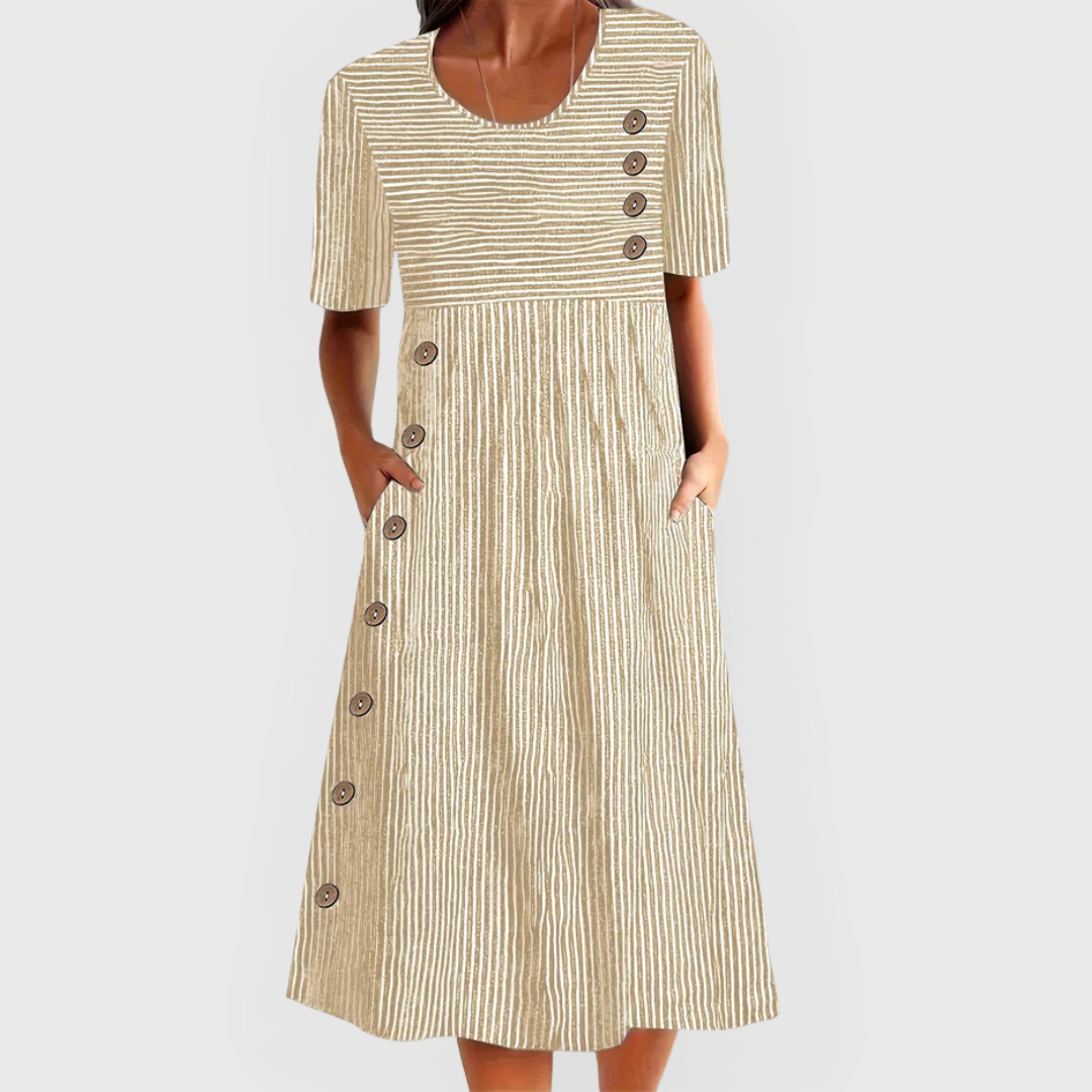 Rayures Chic – Robe Midi Rayée