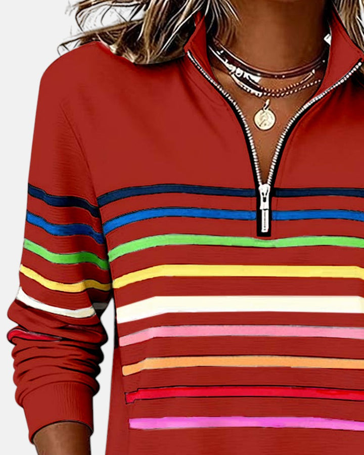 Rayures Zip – Pull Rayé à Fermeture Éclair