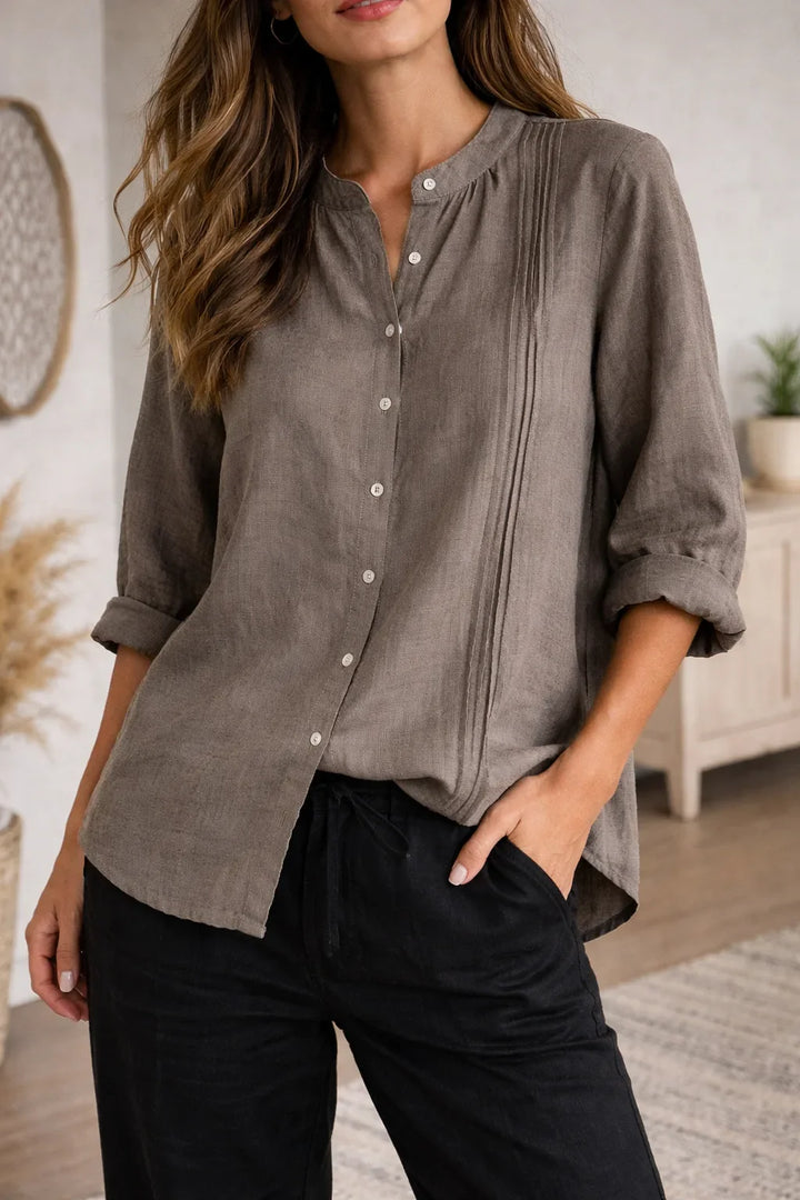 Blouse fluide à col officier