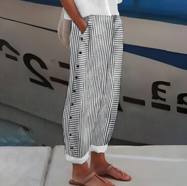 Rayures Souples – Pantalon Rayé Fluide