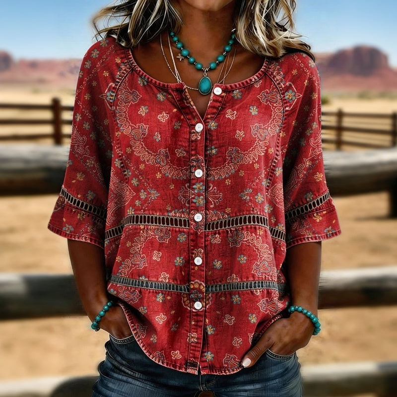 Motif Ethnique – Blouse Classique à Motif Ethnique