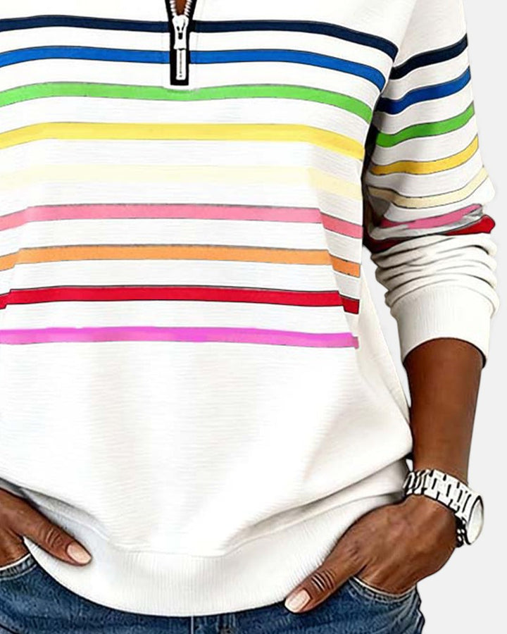 Pull Zippé Rayé pour Femme
