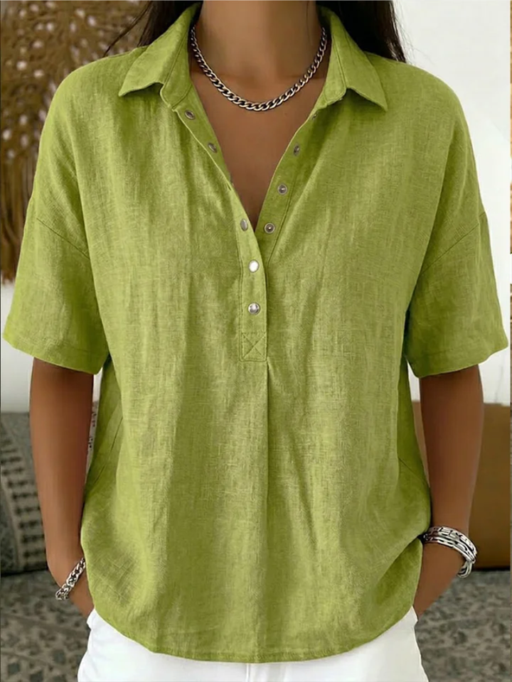Juliette – Blouse Col V Boutonnée