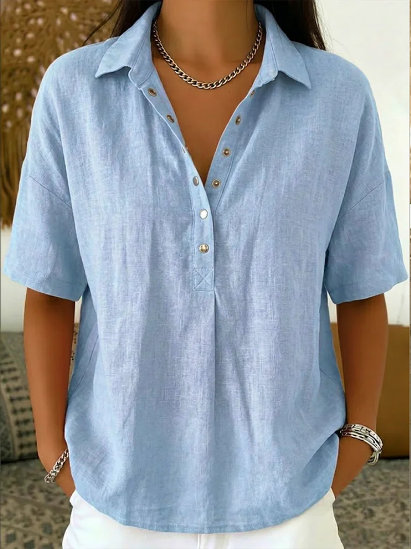Juliette – Blouse Col V Boutonnée