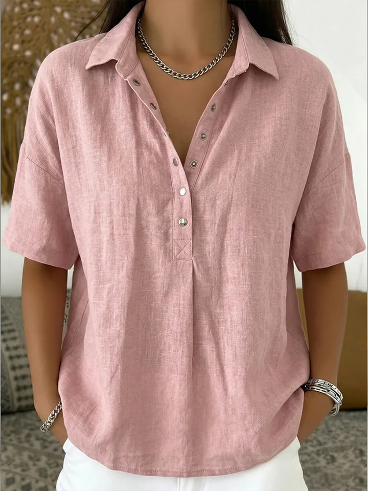 Juliette – Blouse Col V Boutonnée