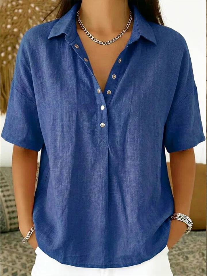 Juliette – Blouse Col V Boutonnée