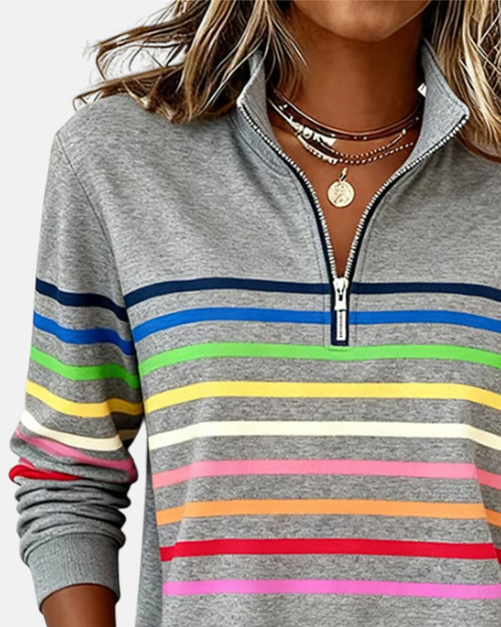 Rayures Zip – Pull Rayé à Fermeture Éclair