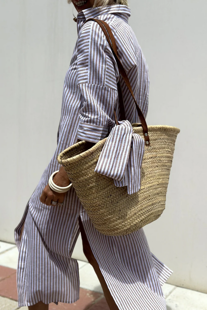 Rayures Détente – Robe Midi Rayée Décontractée