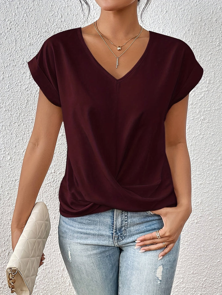 Adèle – T-Shirt Col V Élégant