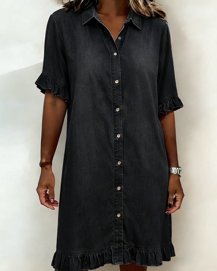 Denim Charme – Robe en Denim Boutonnée