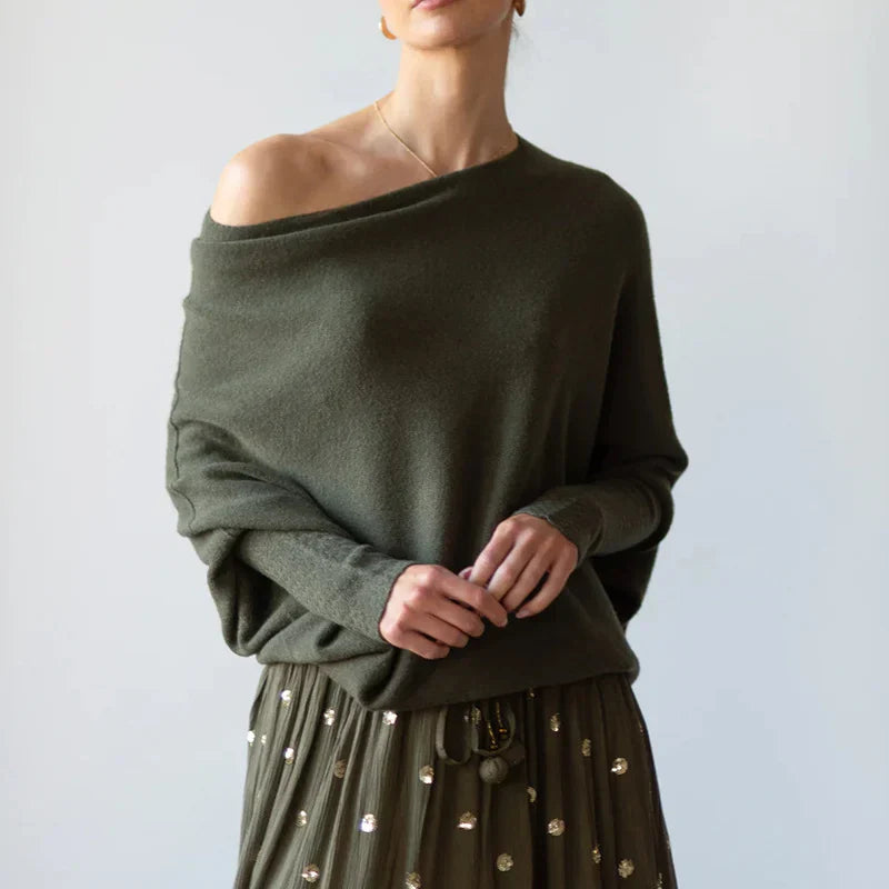 Indie – Pull Oversized Col Bateau en Maille Ultra-Douce