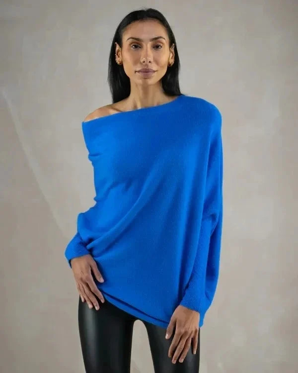 Indie – Pull Oversized Col Bateau en Maille Ultra-Douce