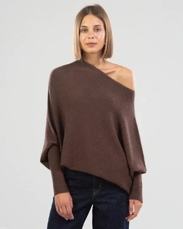 Indie – Pull Oversized Col Bateau en Maille Ultra-Douce