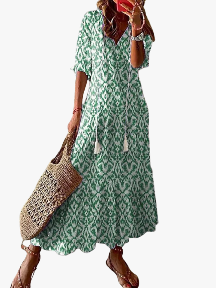 Boho Bleue – Robe Midi Bohème