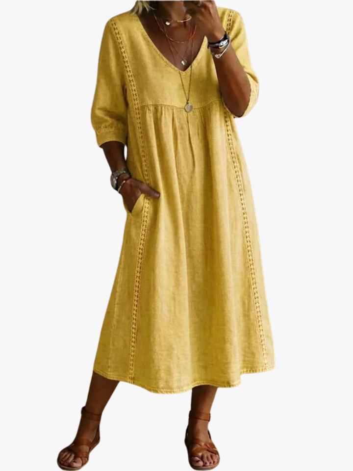 Classique Col V – Robe Midi Classique Col V