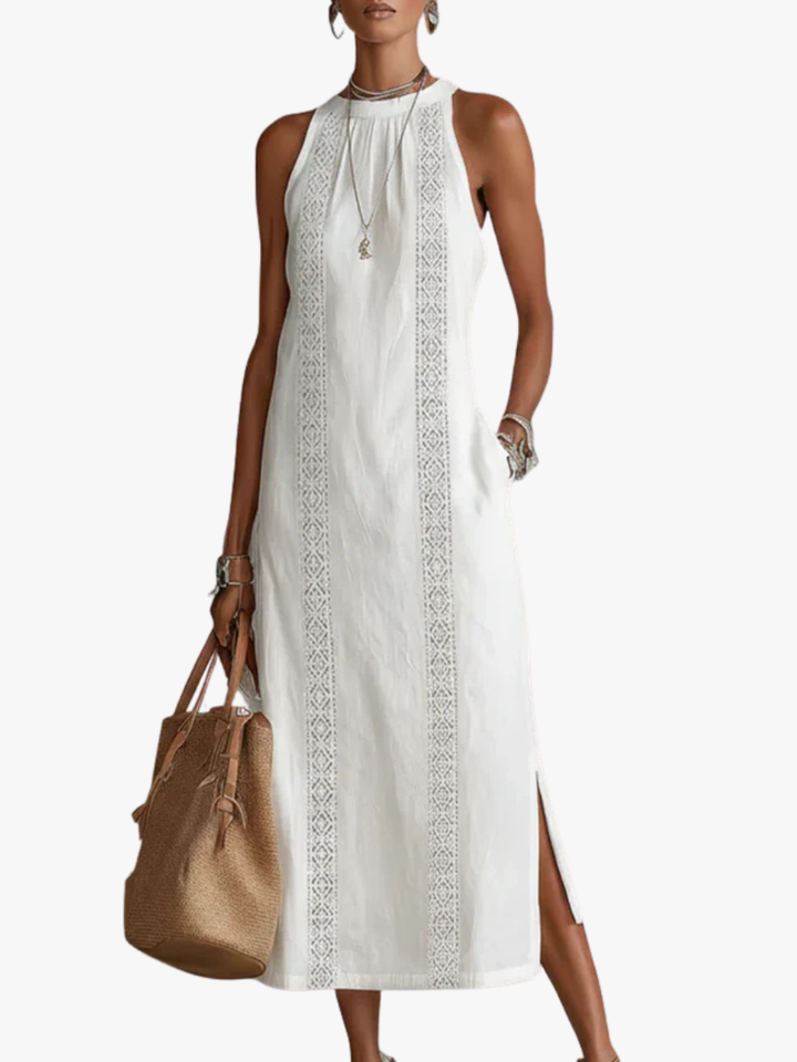 Ondine – Robe Midi Élégante Sans Manches