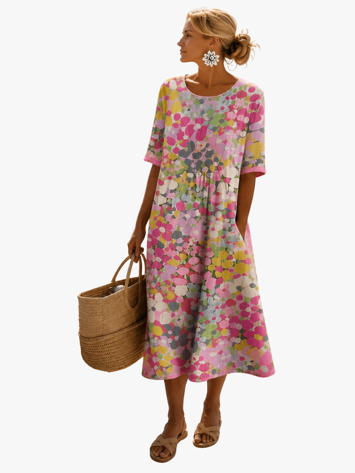 Fleur-de-Mai – Robe Midi Fleurie Élégante