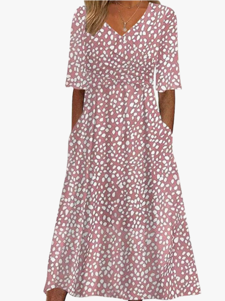Pois Rose – Robe Midi à Pois