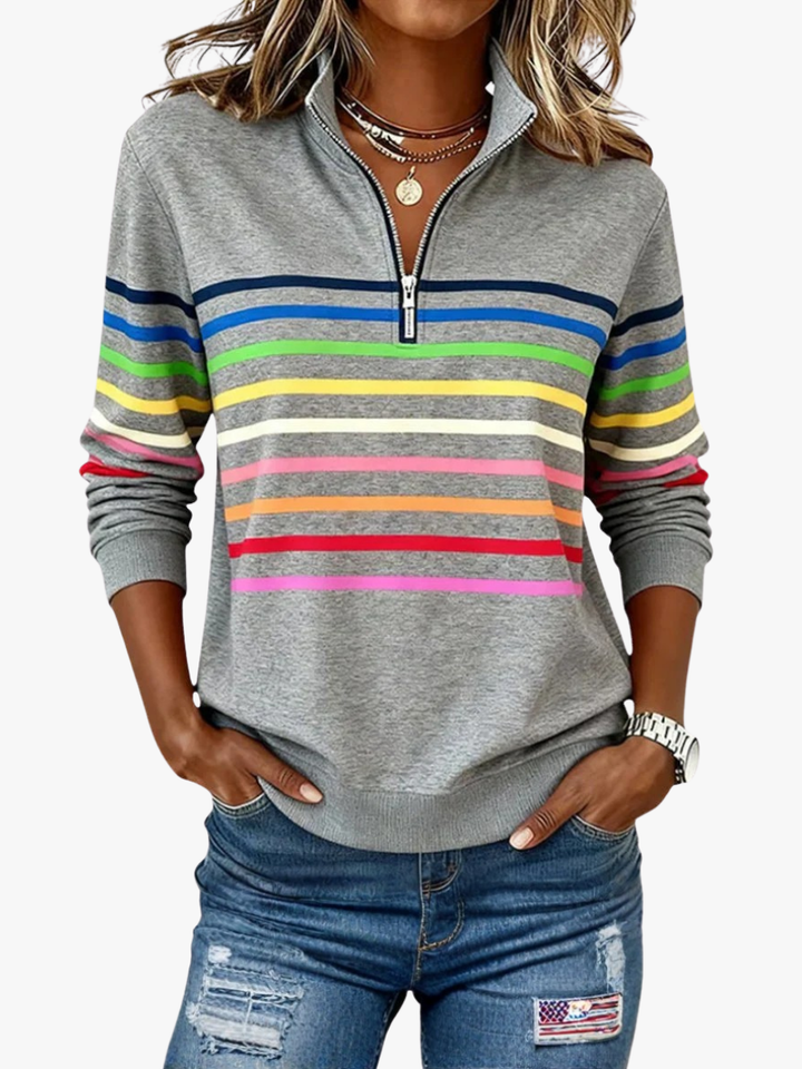 Rayures Zip – Pull Rayé à Fermeture Éclair