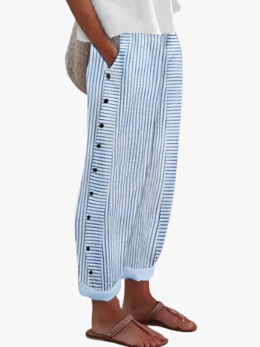 Rayures Souples – Pantalon Rayé Fluide