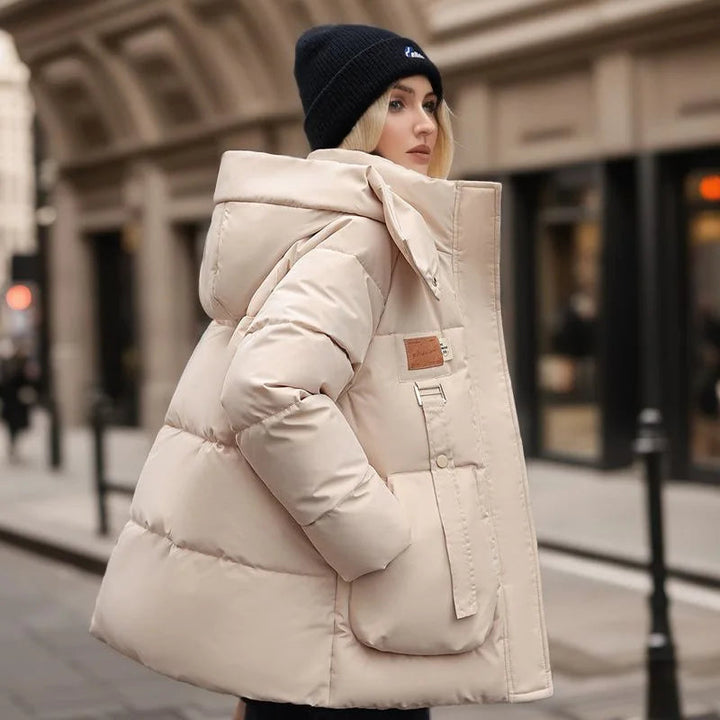 Della – Manteau d'Hiver Matelassé à Capuche et Zip