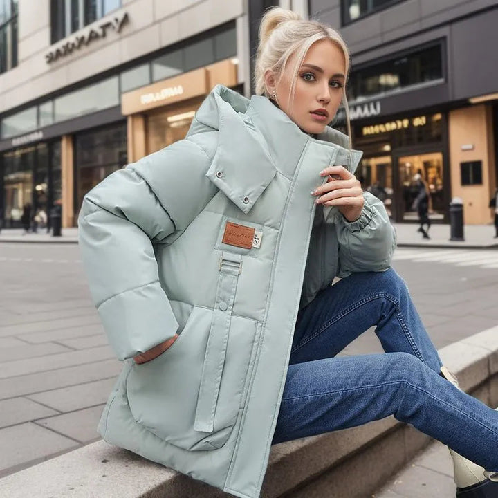 Della – Manteau d'Hiver Matelassé à Capuche et Zip