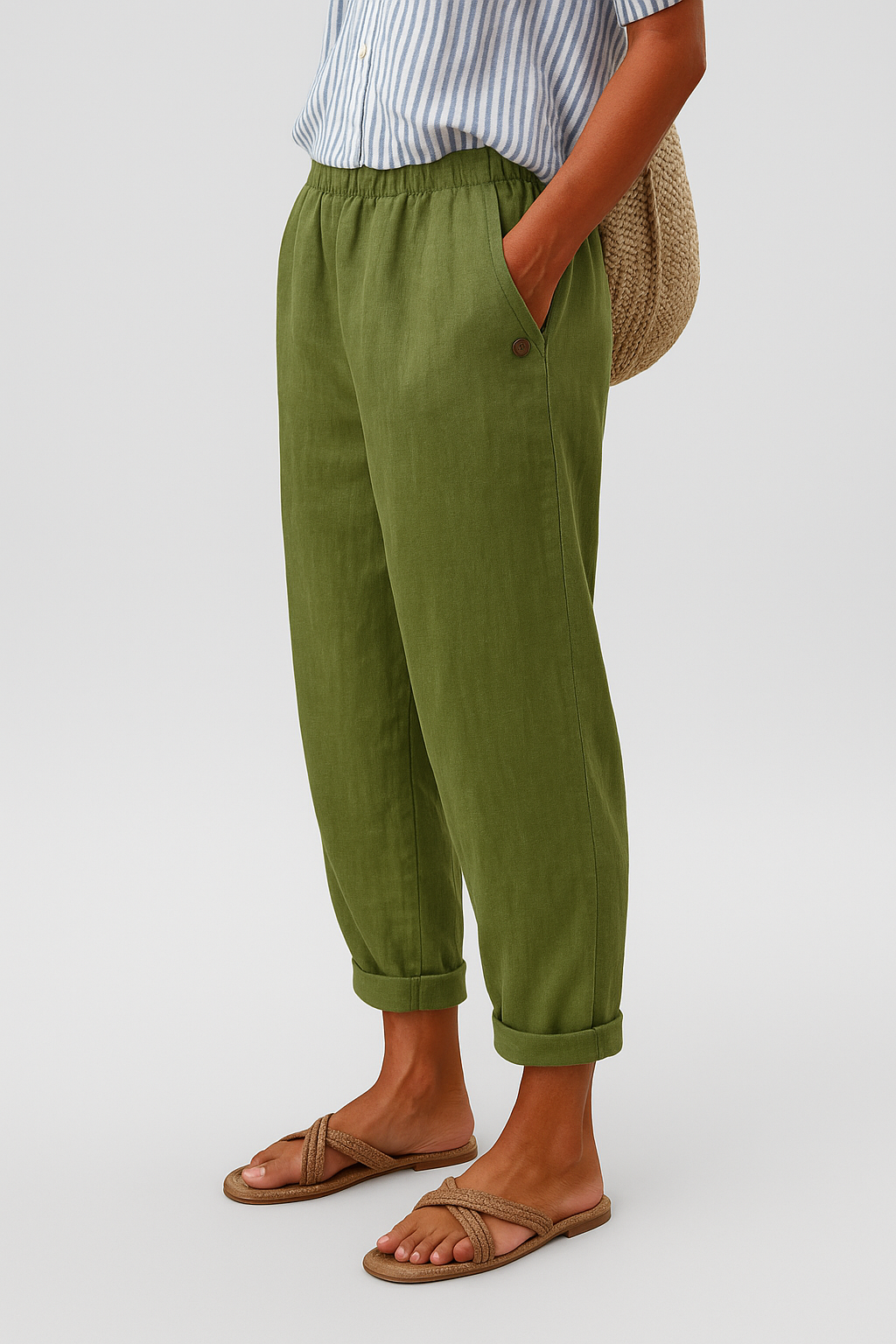 Effilé – Pantalon Fuselé en Mélange de Lin