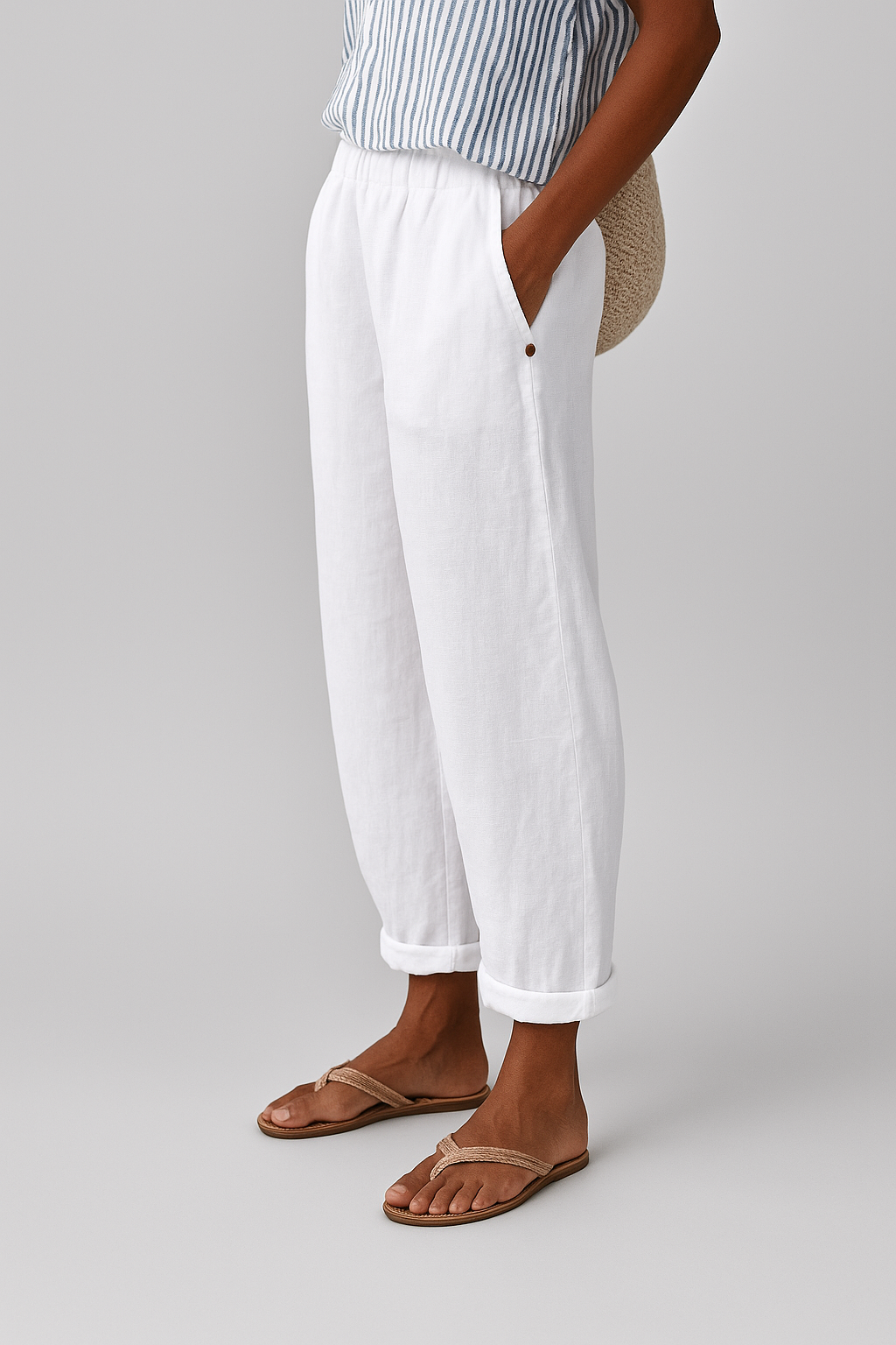 Effilé – Pantalon Fuselé en Mélange de Lin