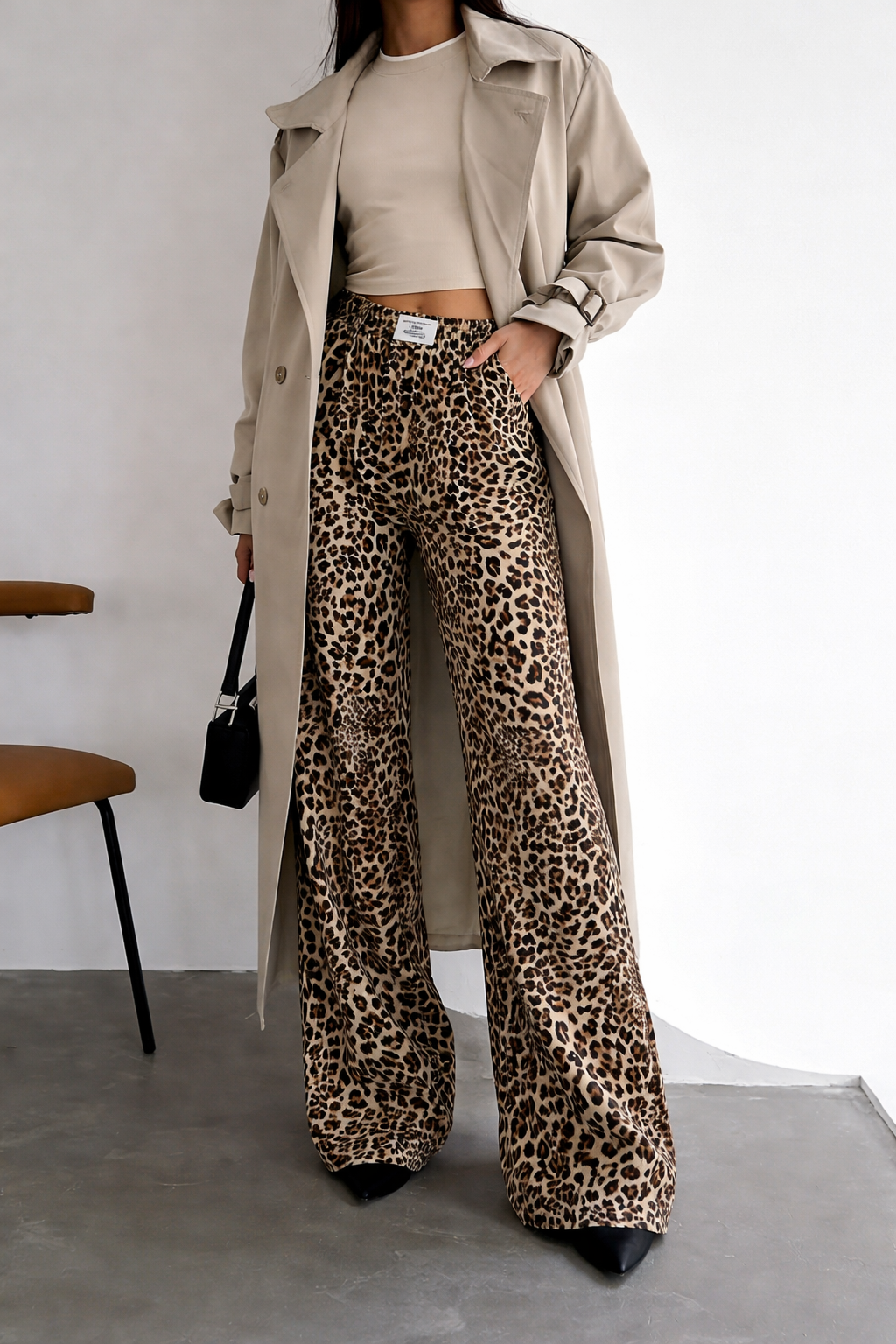 Abby – Pantalon Taille Haute Imprimé Léopard