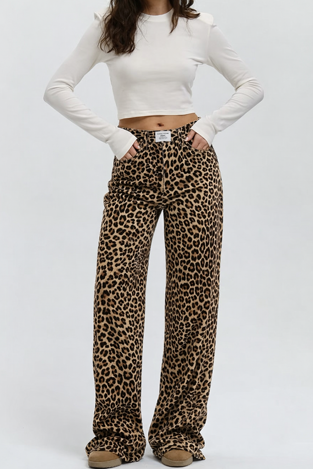 Abby – Pantalon Taille Haute Imprimé Léopard