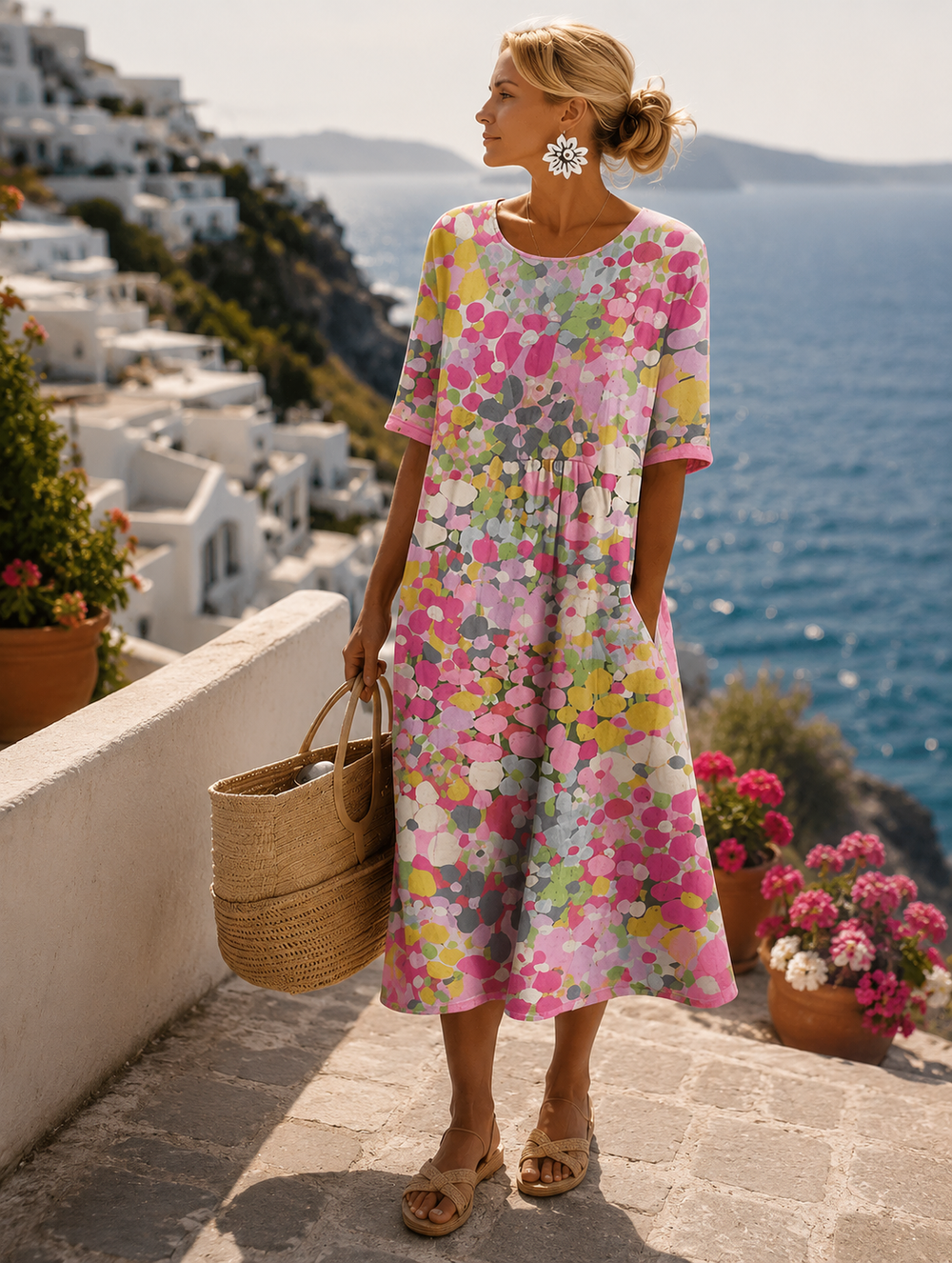Fleur-de-Mai – Robe Midi Fleurie Élégante