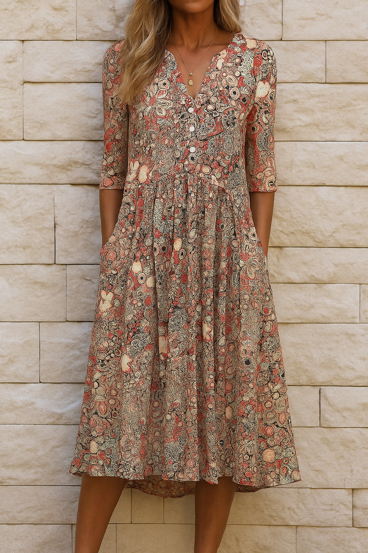 Midi Imprimée Douce – Robe Midi Élégante Imprimée