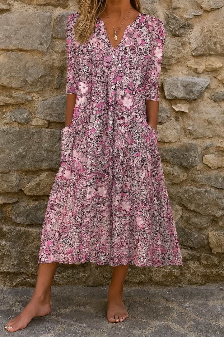 Midi Imprimée Douce – Robe Midi Élégante Imprimée