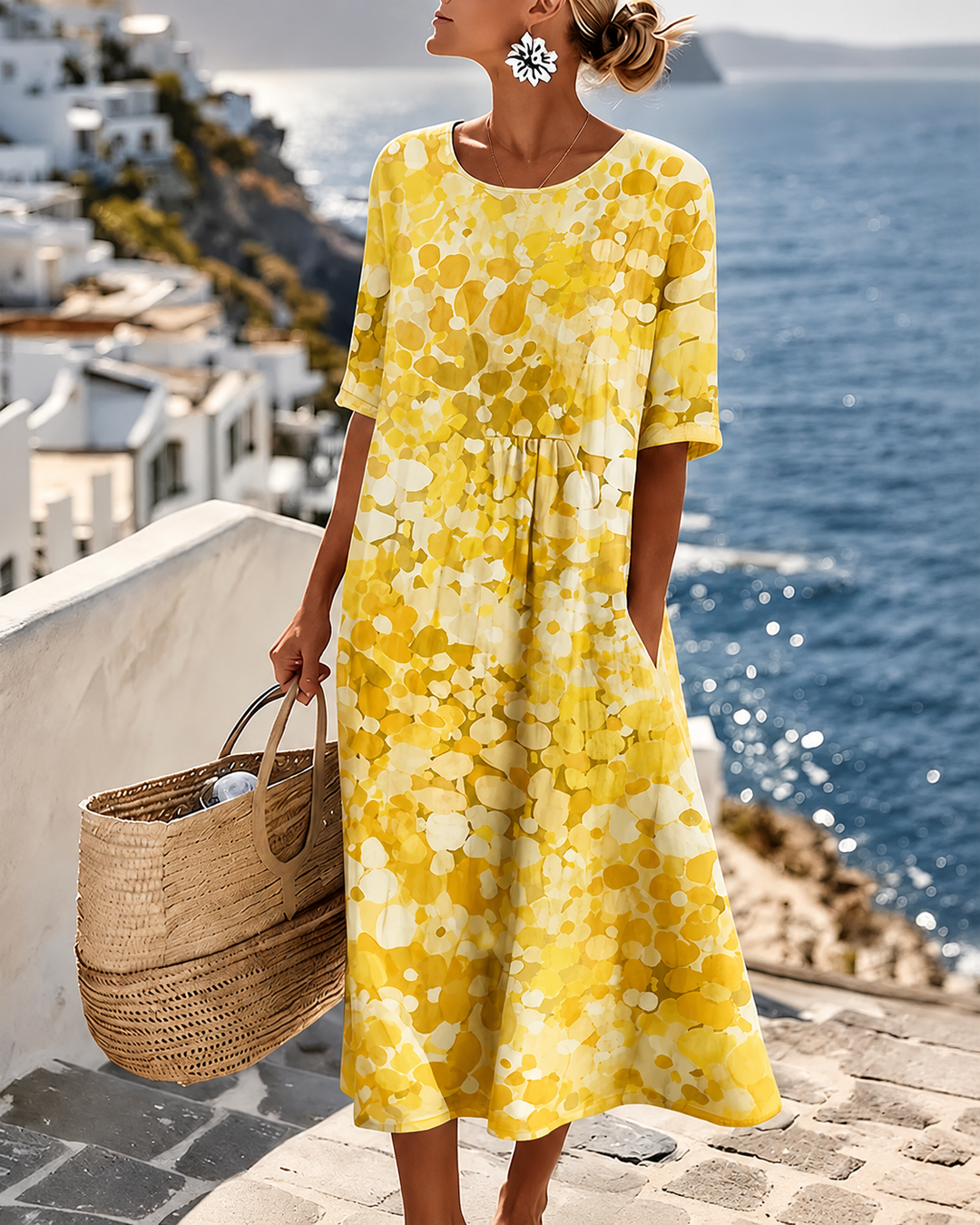 Fleur-de-Mai – Robe Midi Fleurie Élégante