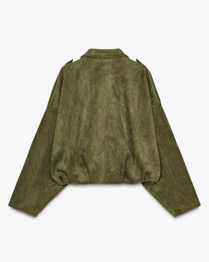 Ivy – Veste Suédine à Col Revers et Zip