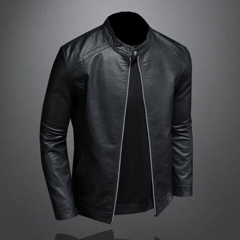 Bas – Veste en Cuir Noire Élégante Homme