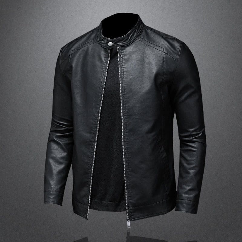 Bas – Veste en Cuir Noire Élégante Homme