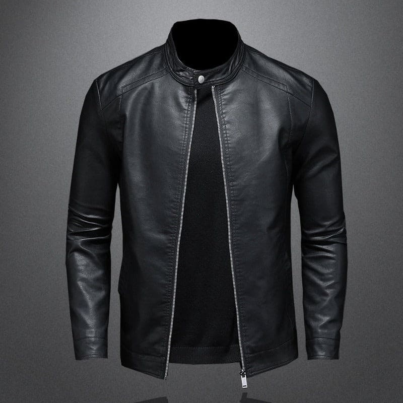Bas – Veste en Cuir Noire Élégante Homme