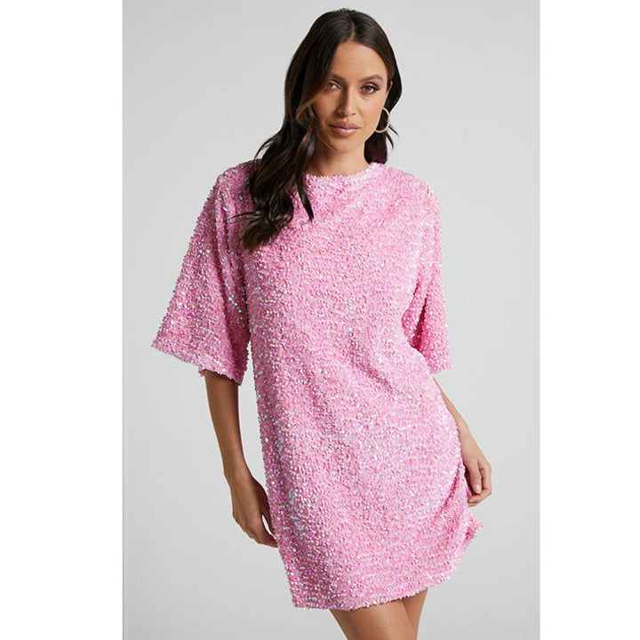 Almara – Robe Courte Pailletée Dos Nu
