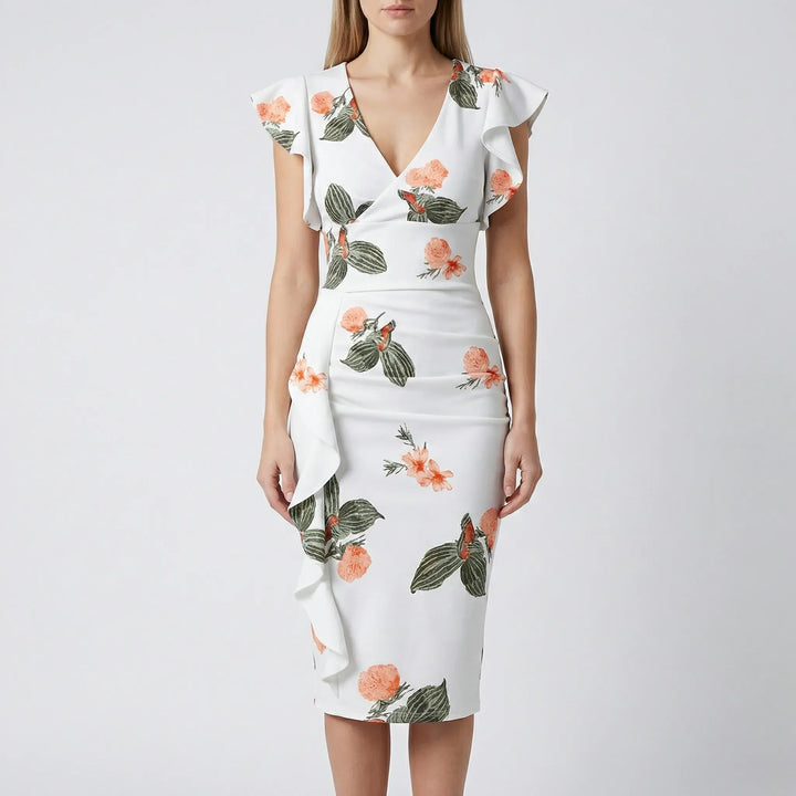 Blanche – Robe Ajustée Col V