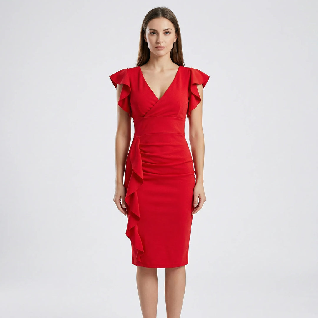 Blanche – Robe Ajustée Col V