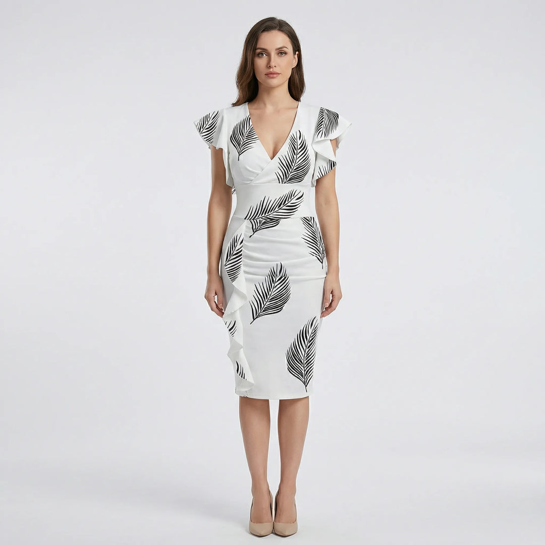 Blanche – Robe Ajustée Col V