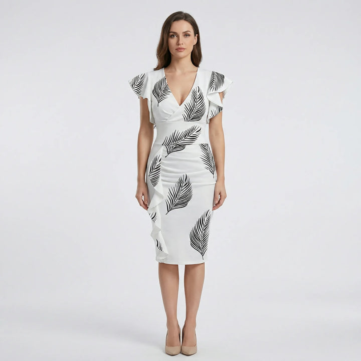Blanche – Robe Ajustée Col V