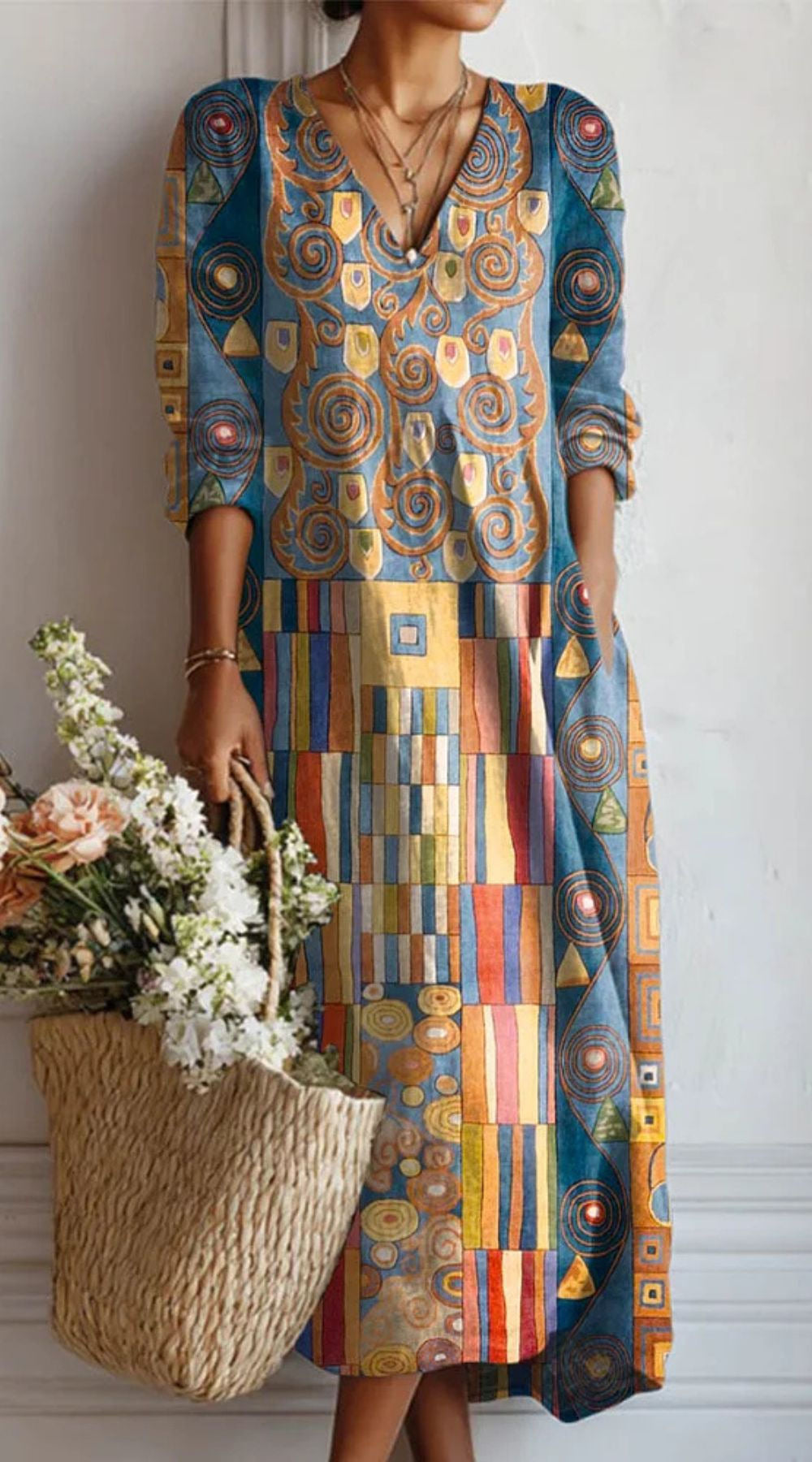 Fleurine – Robe Midi Vintage en Lin Fleuri