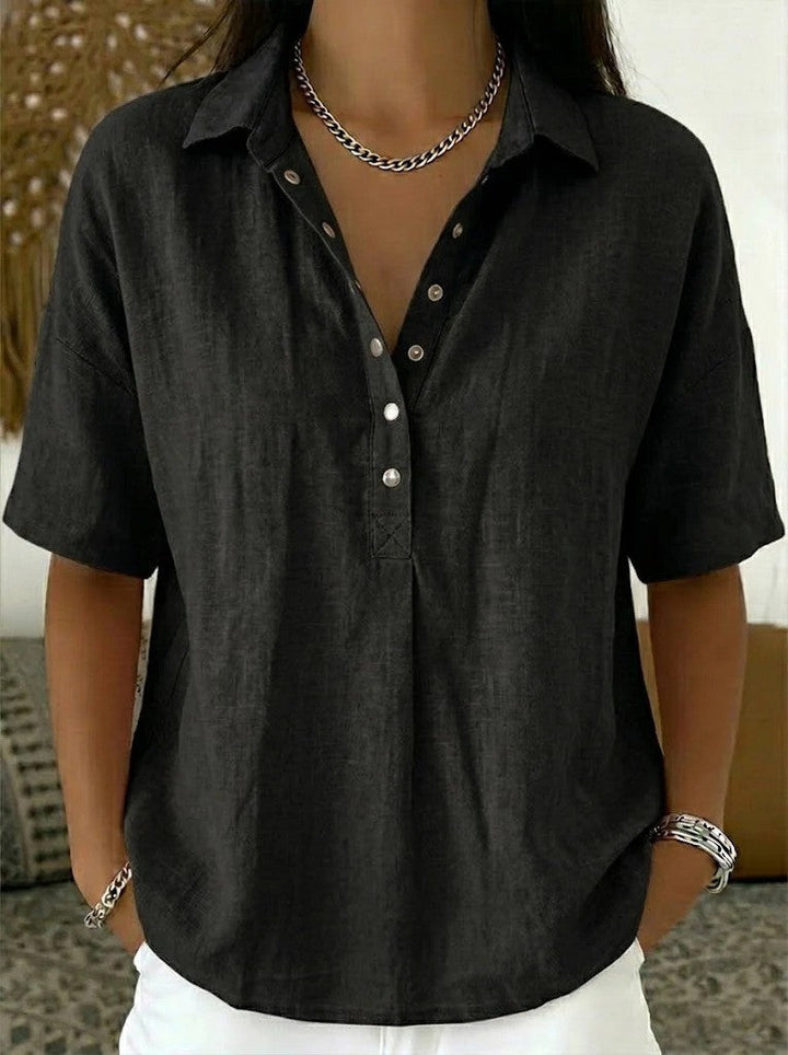 Juliette – Blouse Col V Boutonnée