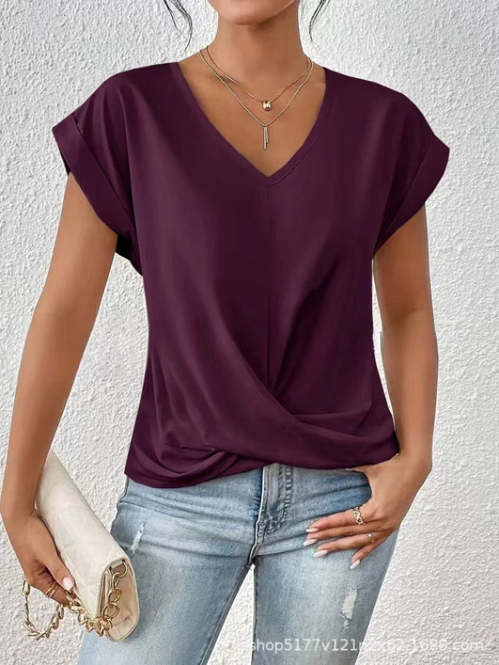 Adèle – T-Shirt Col V Élégant