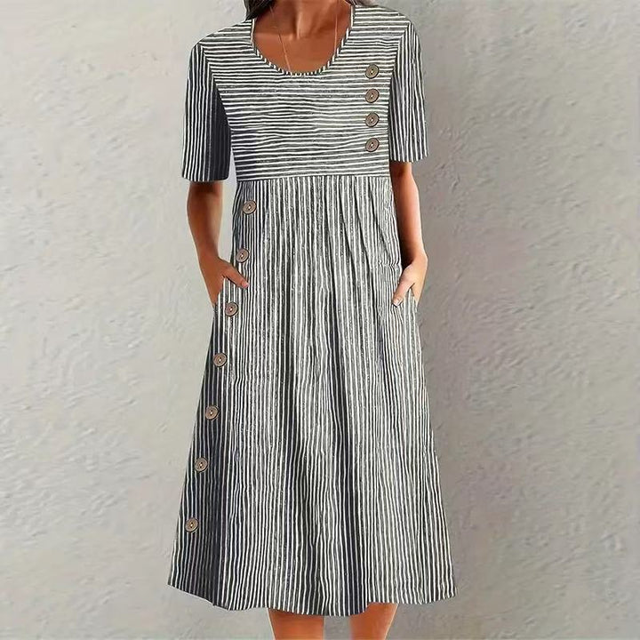 Rayures Chic – Robe Midi Rayée
