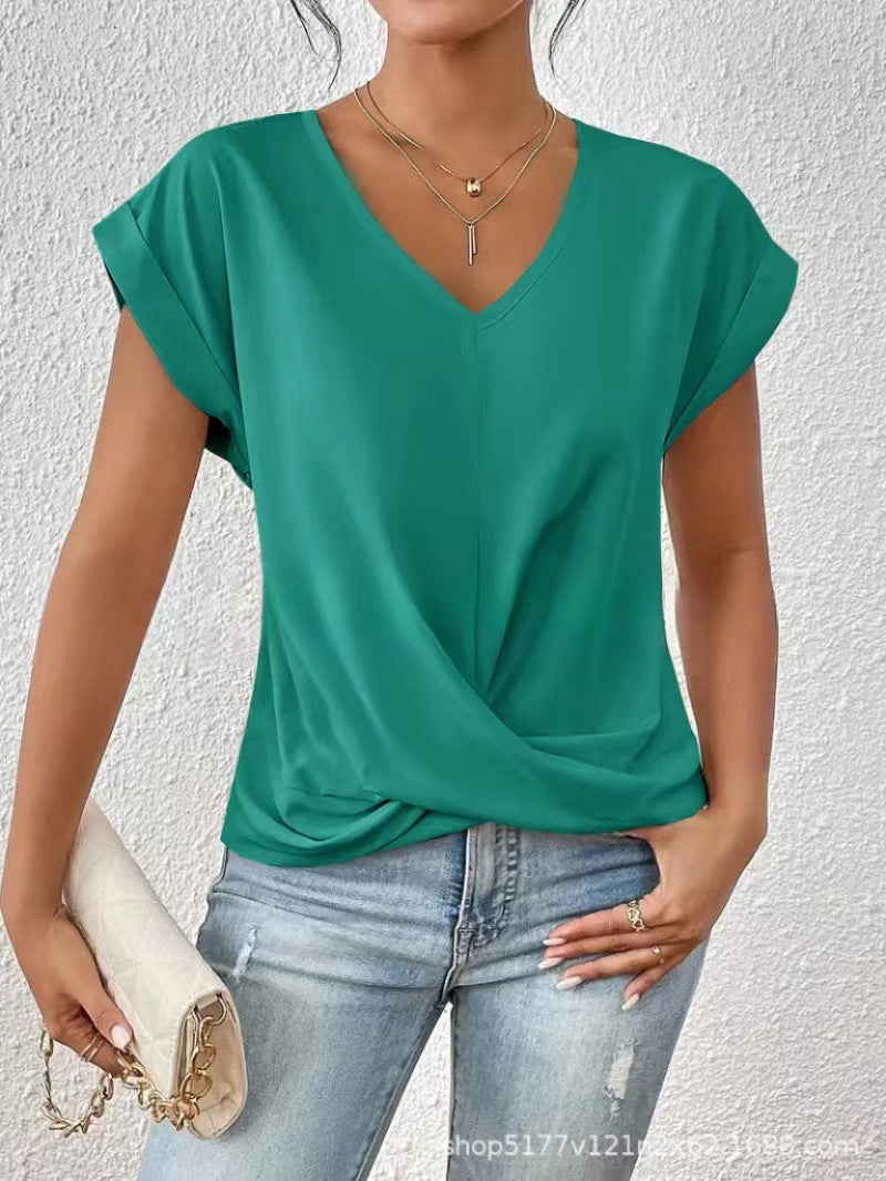Adèle – T-Shirt Col V Élégant